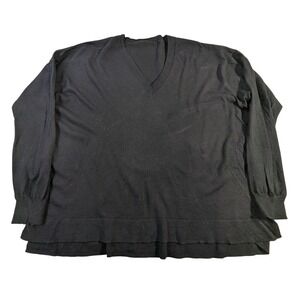 J.Crew 100% Merino Wool V-Neck Sweater – Women's Black Ruffle Hem READ